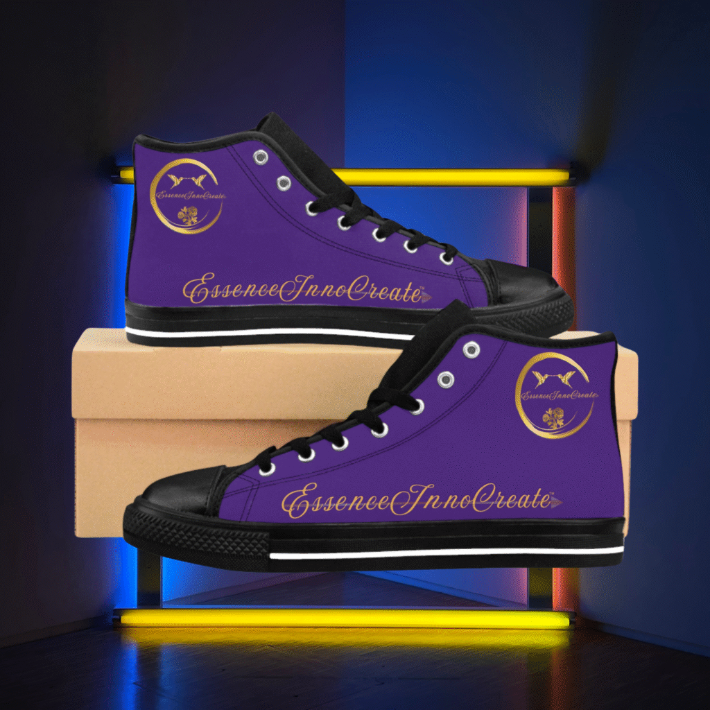 WSC-STW-HTS-111-PUR - Essence Innovation Nature-inspired living meets bold streetwear — Essence Innovation purple statement sneakers.