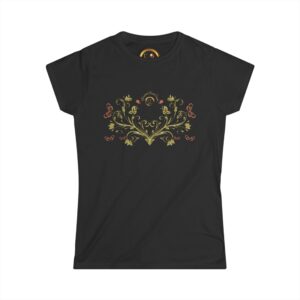 Black → Royal Blossom Cotton Tee in black by EssenceInnoCreate