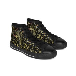 Bohemian Butterfly Hightops VII in all-black canvas with black sole, featuring the golden Butterfly Heart motif—designed for bold, expressive style.