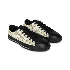 Bohemian Butterfly Lowtops VI in white canvas with black sole, accented by the golden Butterfly Heart motif—crafted for expressive, mindful everyday wear.
