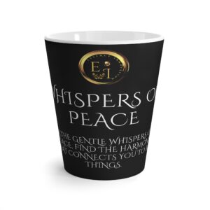His Whispers Peace Black luxury ceramic mug – 12oz with golden accents, crafted for mindful, elegant rituals.