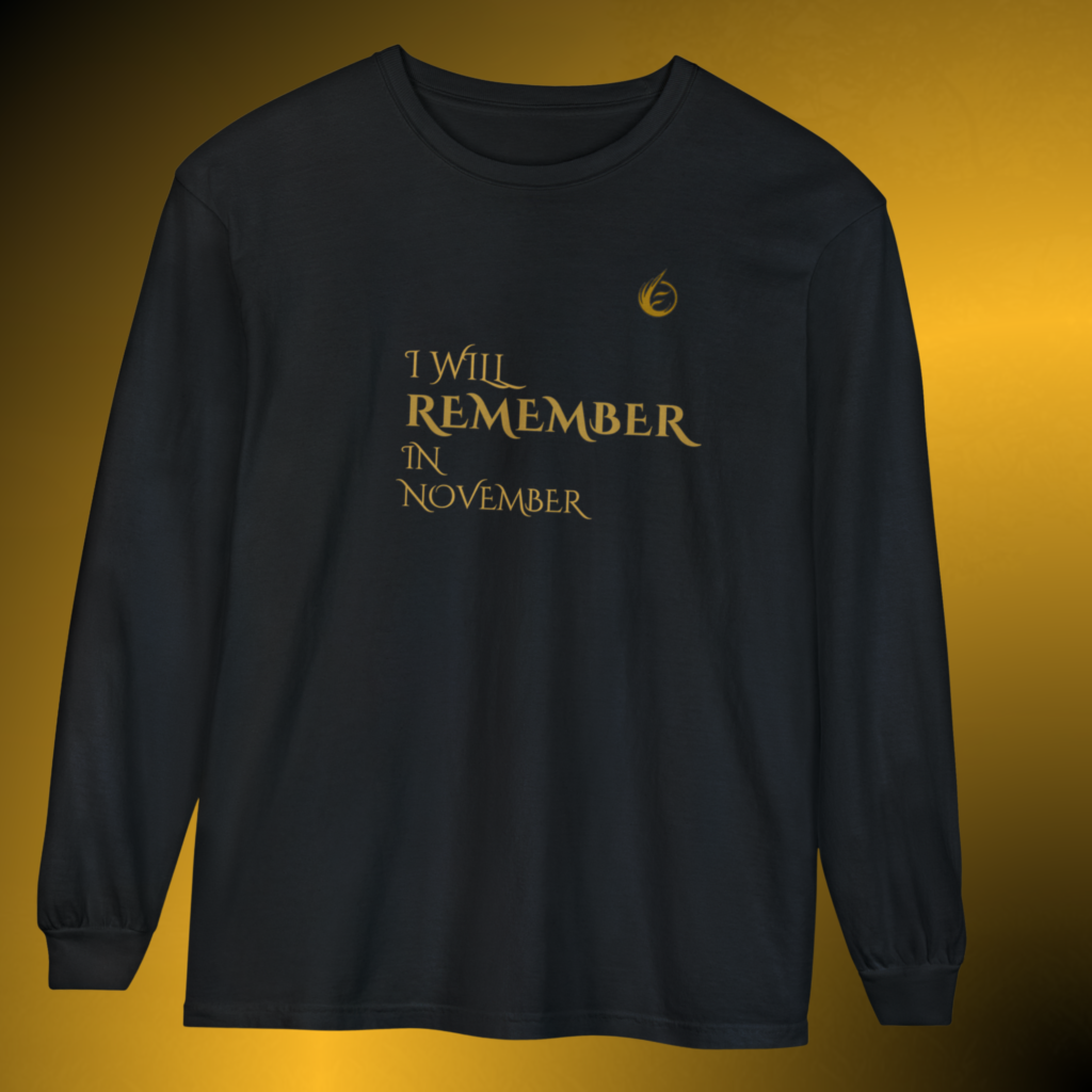 T0055 - Essence Innovation Black I Will Remember In November statement long sleeve shirt