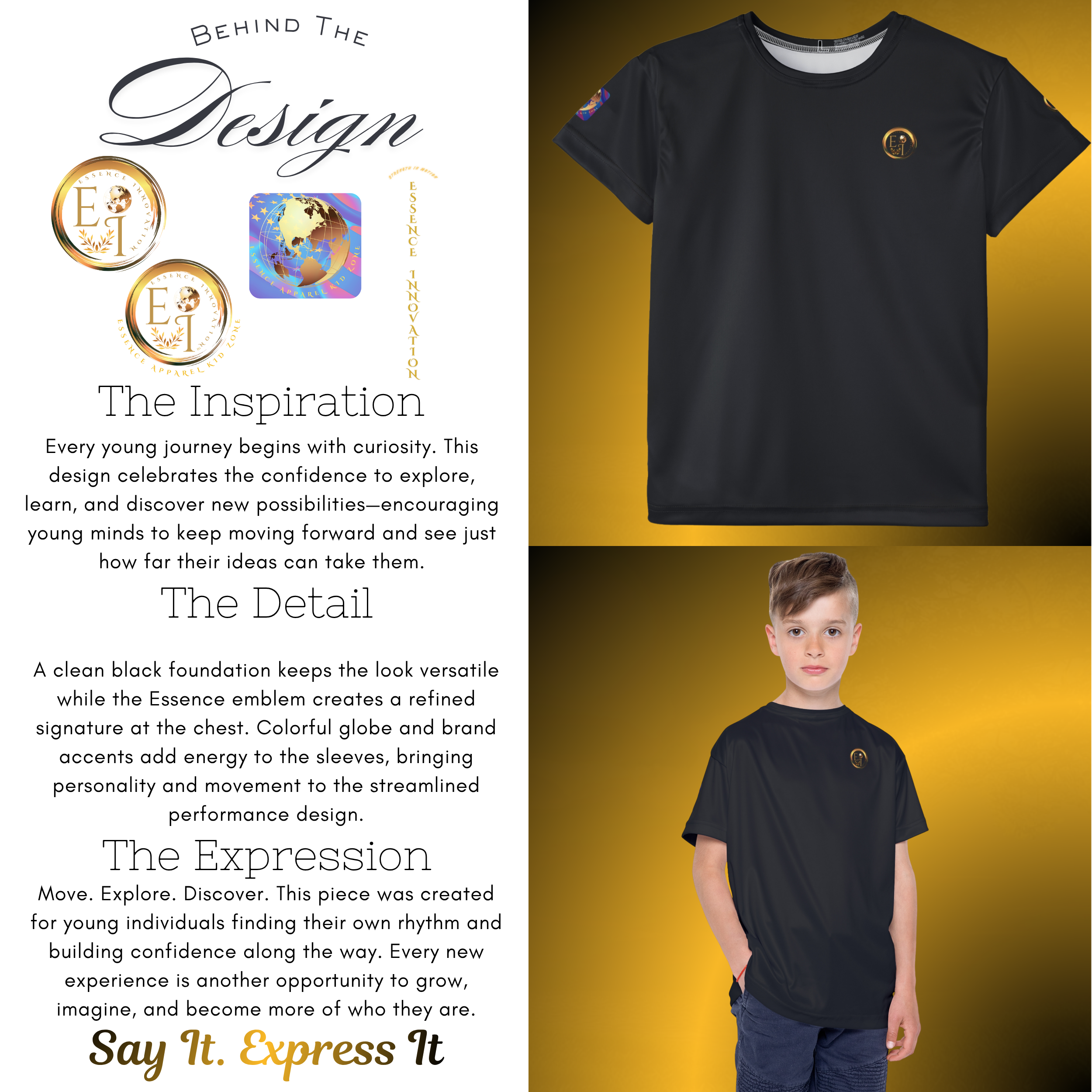BTD-0023 - Essence Innovation Elite Boys Jersey Black VII | Youth Performance Athletic Shirt | Essence Innovation®