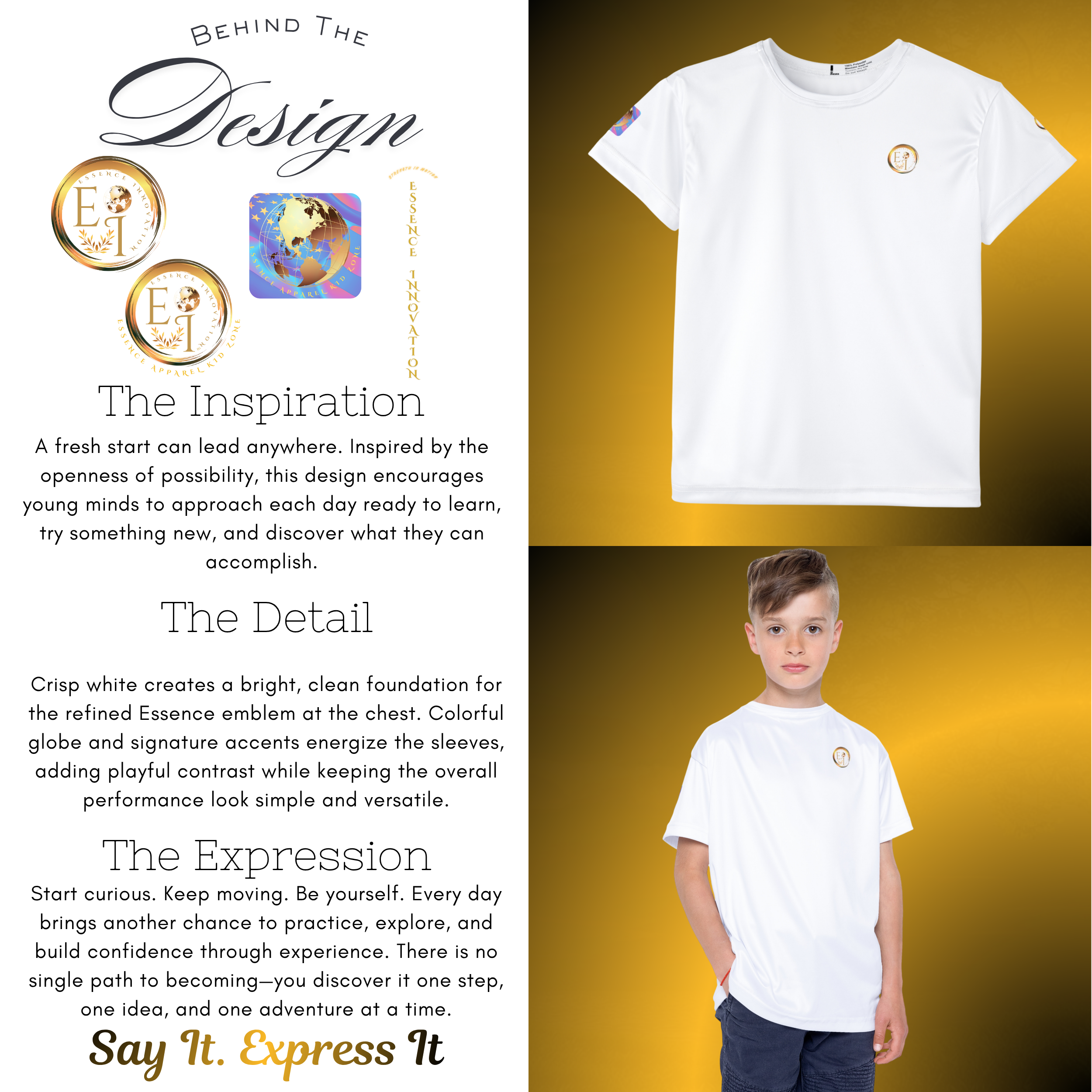 BTD-0024 - Essence Innovation Elite Boys Jersey White VI | Youth Performance Athletic Shirt | Essence Innovation®