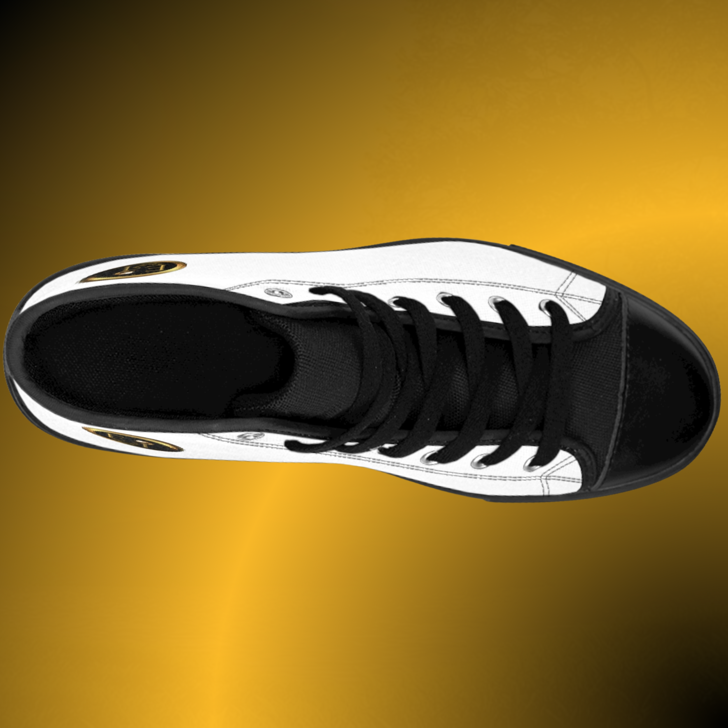 SH0034 - Essence Innovation Top View Men's Emblem High-Top White Sneakers VI | Arctic White Crest Edition