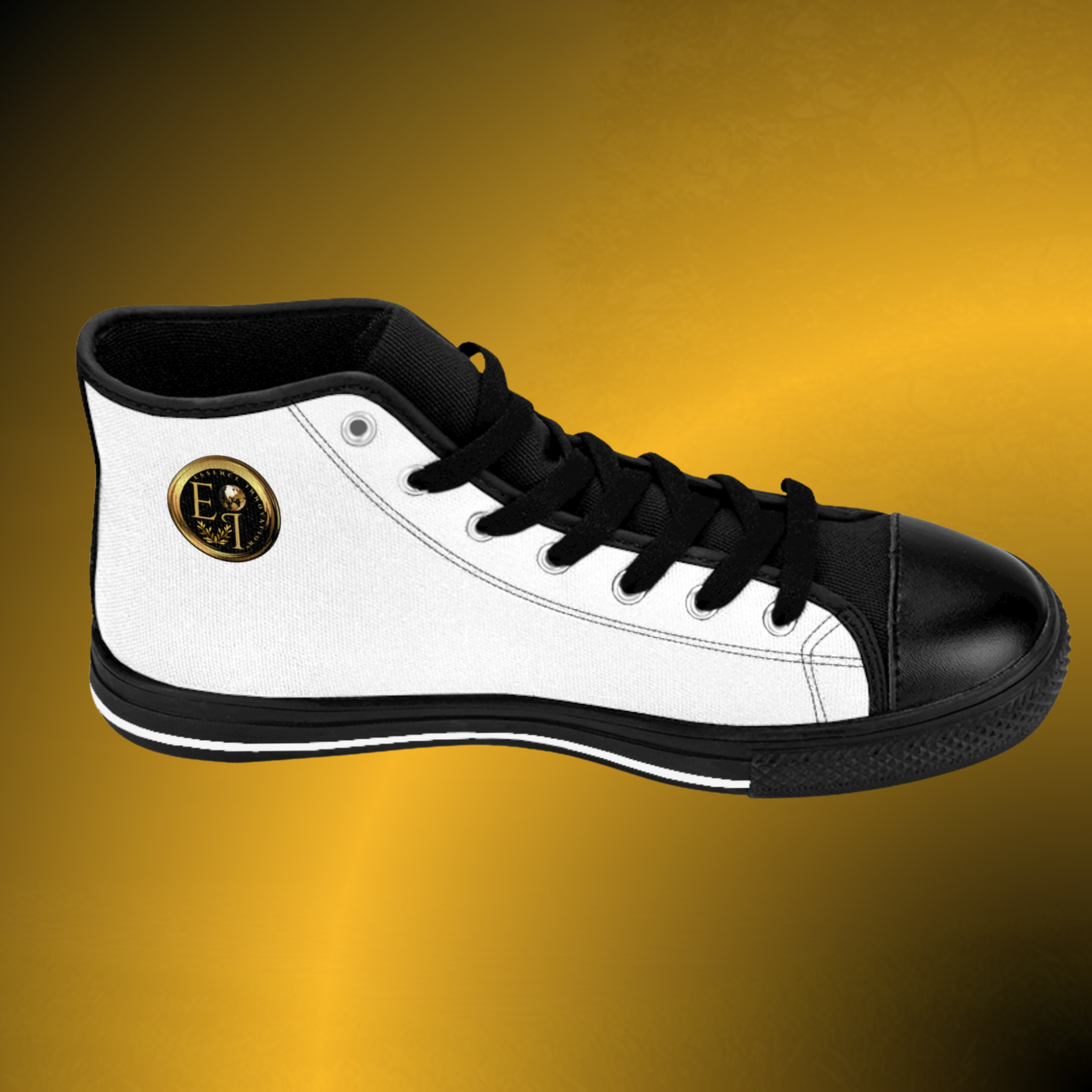 SH0036 - Essence Innovation Left Inside Men's Emblem High-Top White Sneakers VI | Arctic White Crest Edition