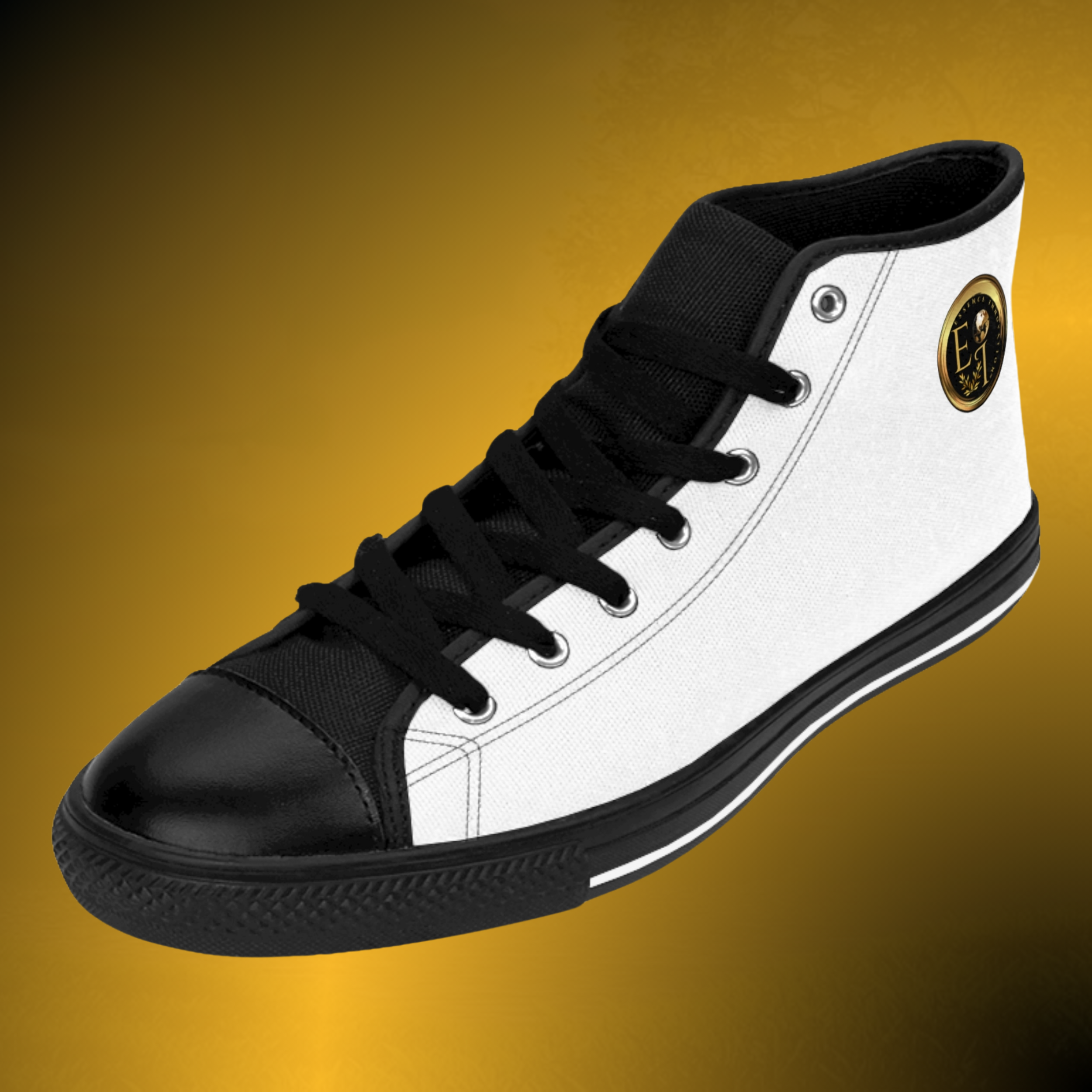 SH0037 - Essence Innovation Right Outside Men's Emblem High-Top White Sneakers VI | Arctic White Crest Edition