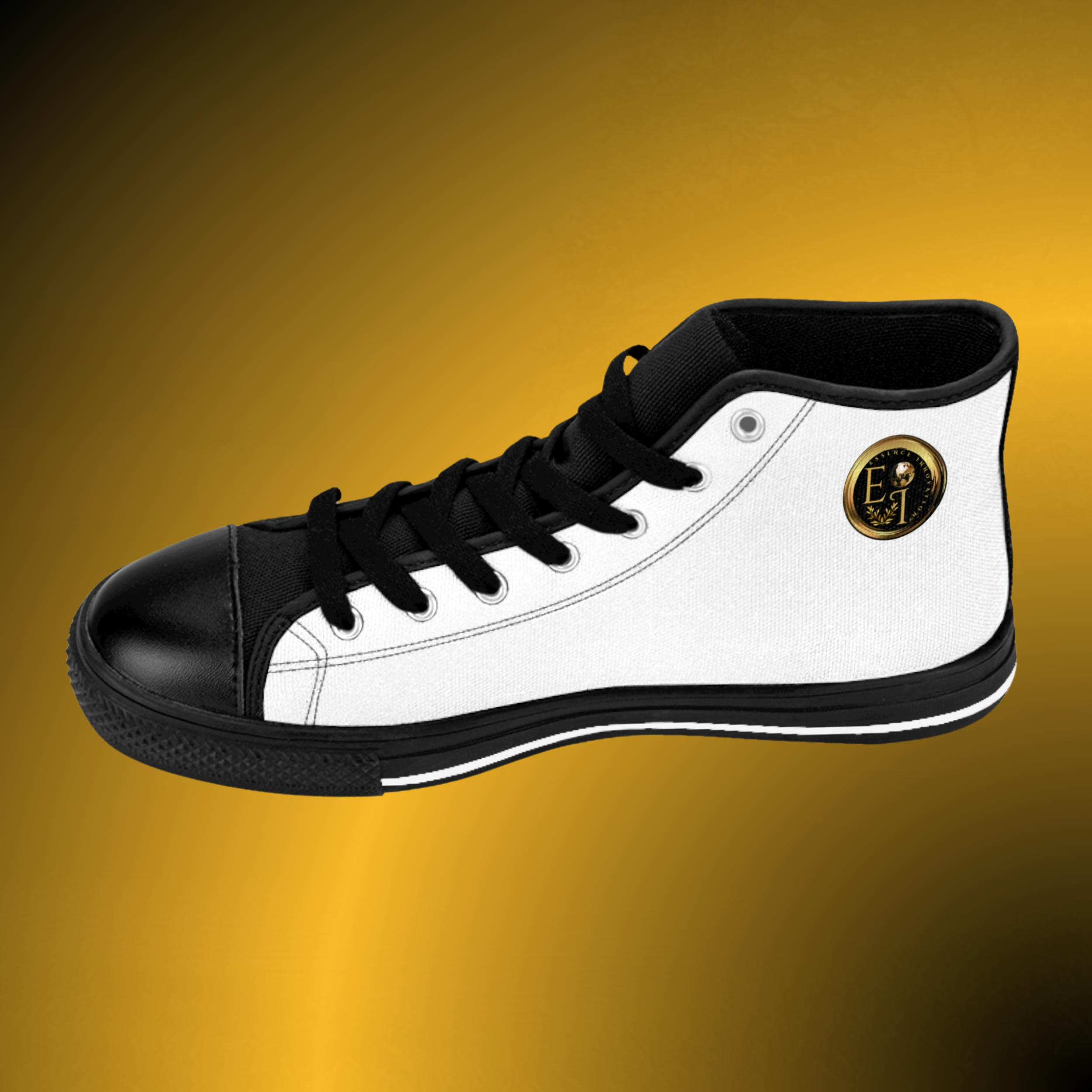 SH0039 - Essence Innovation Men's Emblem High-Top White Sneakers VI | Arctic White Crest Edition