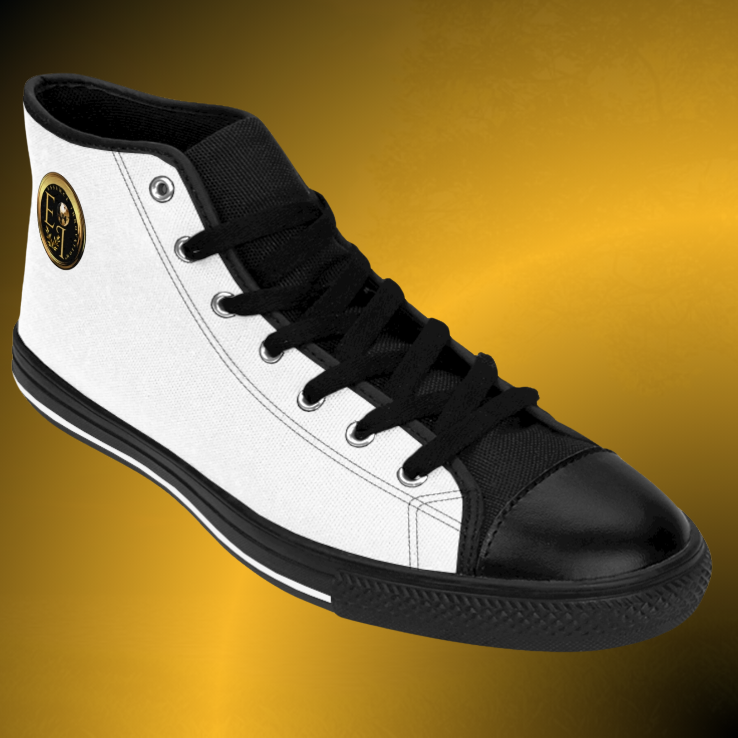 SH0040 - Essence Innovation Men's Emblem High-Top White Sneakers VI | Arctic White Crest Edition