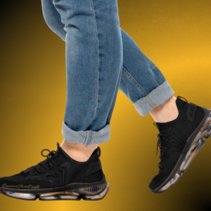 SH0215 - Essence Innovation Men's Motion Runners Black Mesh | EssenceInnoCreate