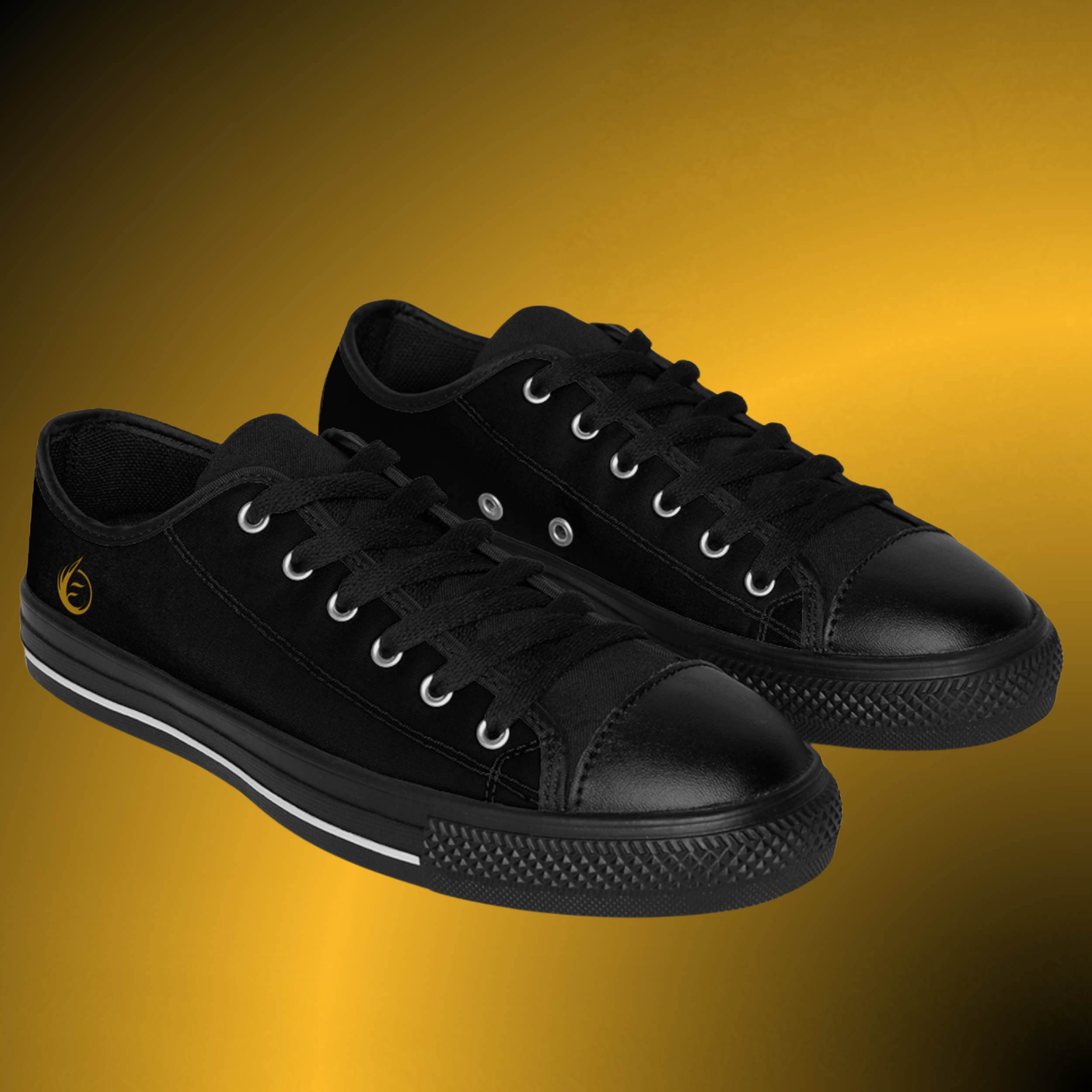SH0483 - Essence Innovation Men’s Essence Core Black Low Tops | Canvas Noir Edition