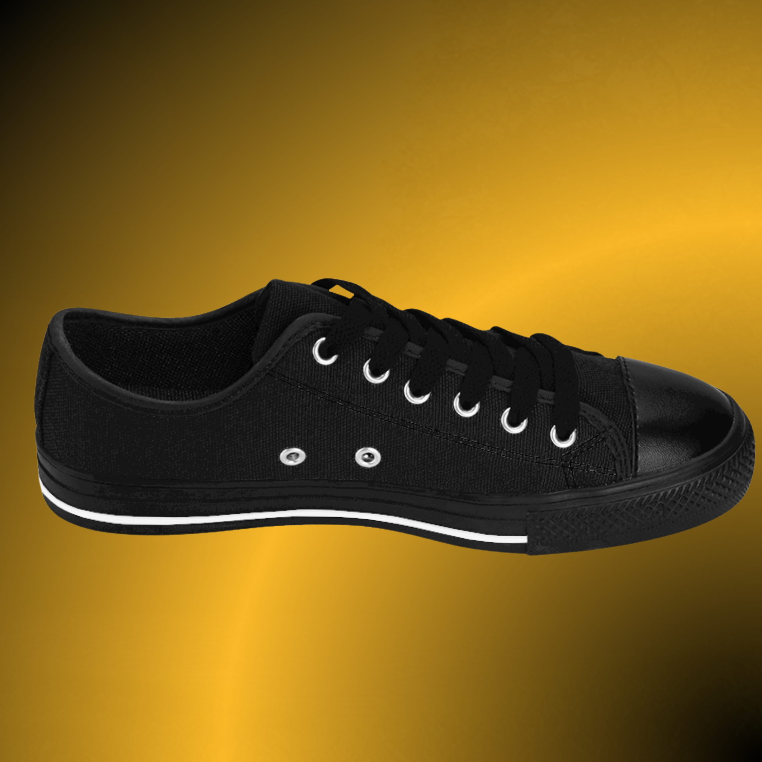 SH0485 - Essence Innovation Men’s Essence Core Black Low Tops | Canvas Noir Edition