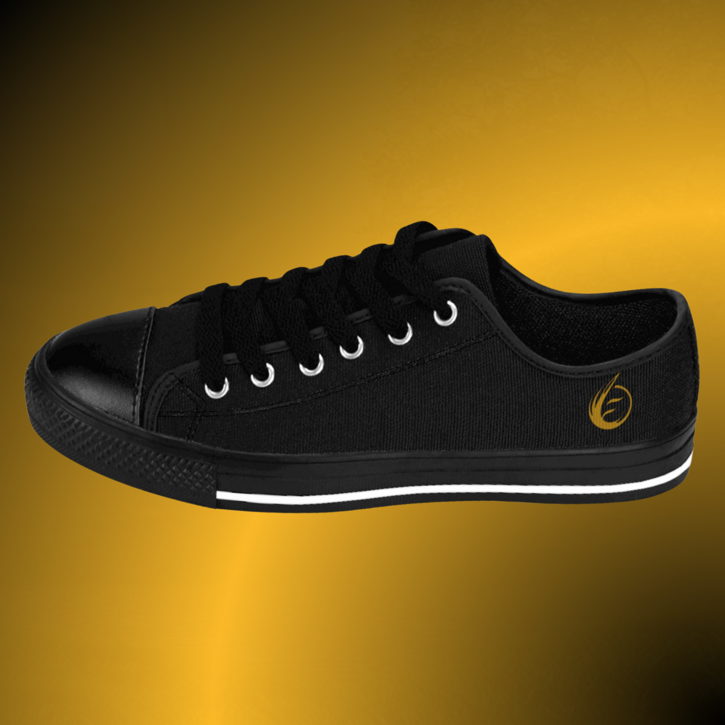 SH0486 - Essence Innovation Men’s Essence Core Black Low Tops | Canvas Noir Edition