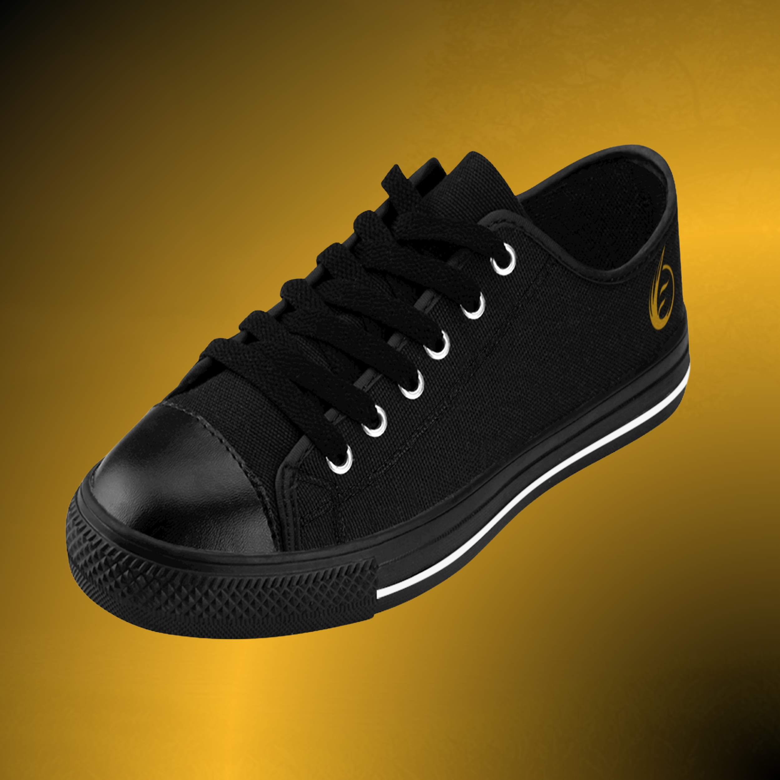 SH0487 - Essence Innovation Men’s Essence Core Black Low Tops | Canvas Noir Edition