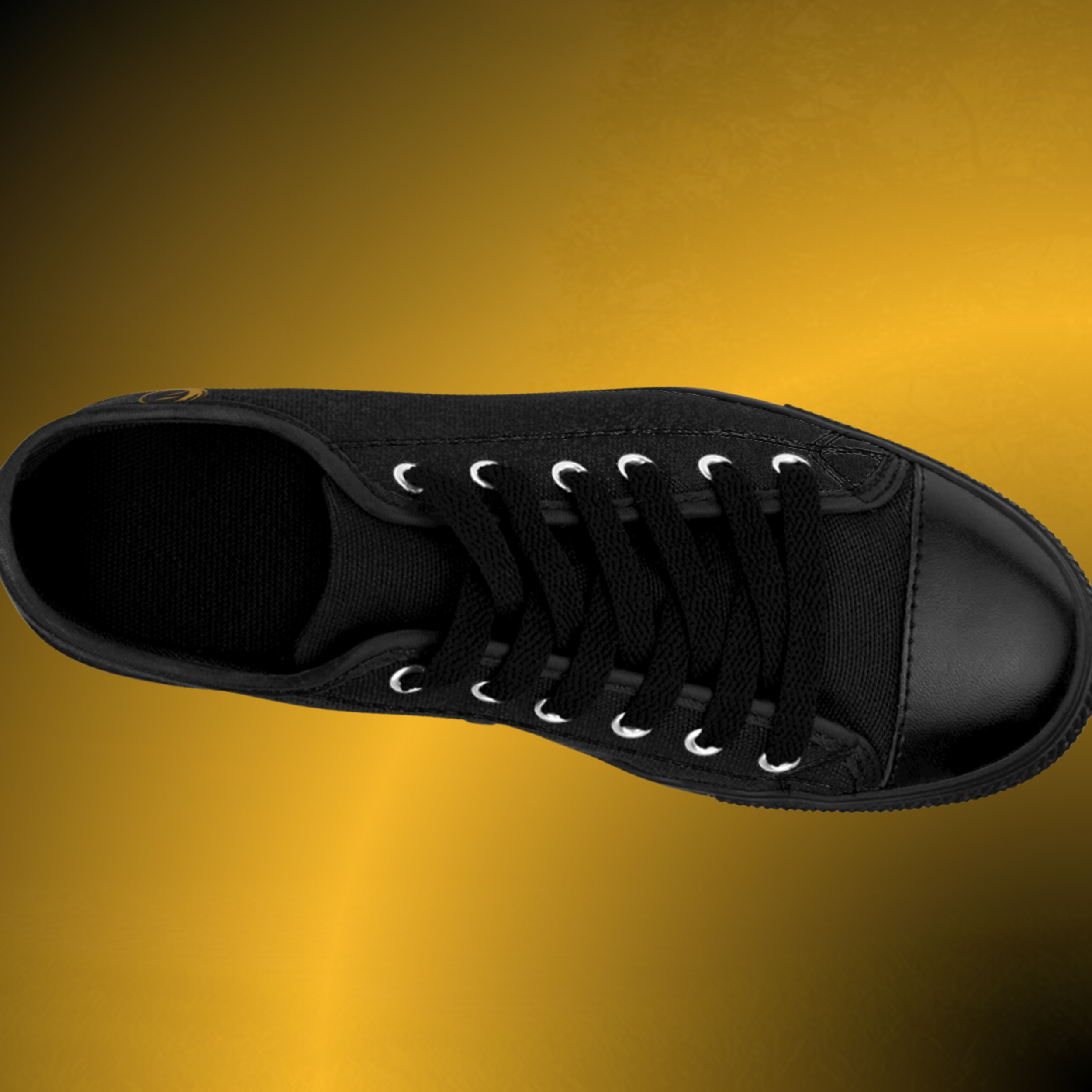 SH0488 - Essence Innovation Men’s Essence Core Black Low Tops | Canvas Noir Edition