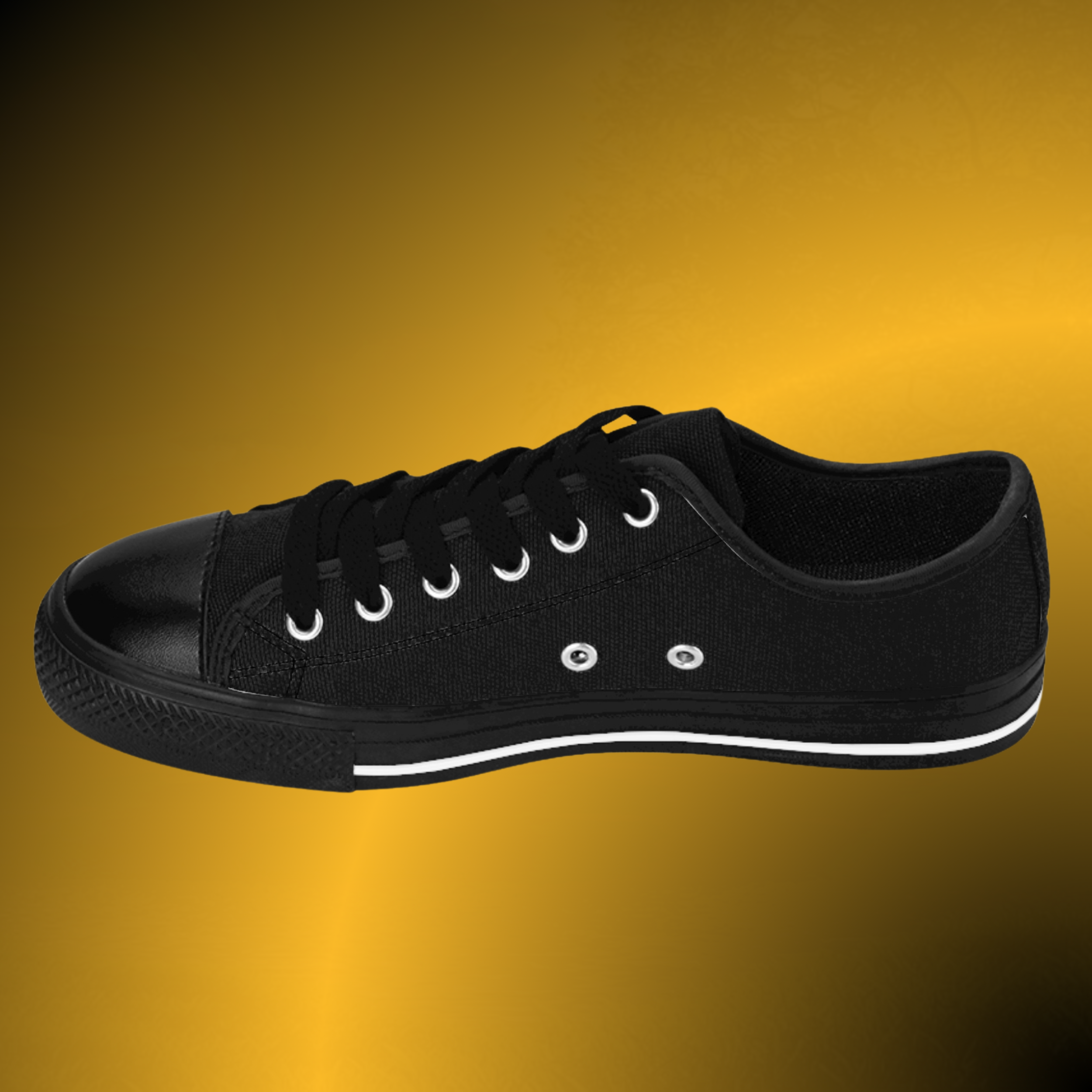 SH0489 - Essence Innovation Men’s Essence Core Black Low Tops | Canvas Noir Edition