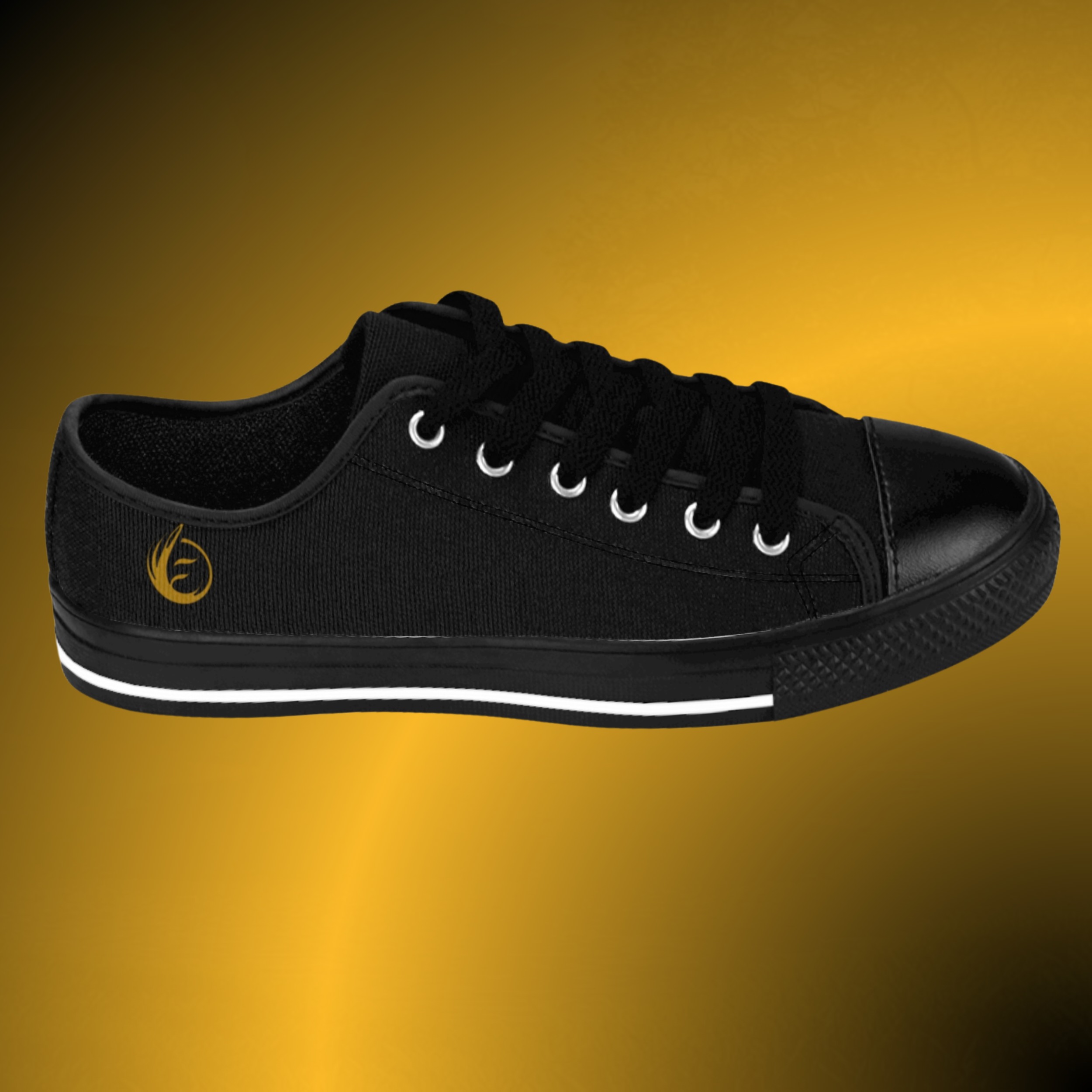 SH0490 - Essence Innovation Men’s Essence Core Black Low Tops | Canvas Noir Edition