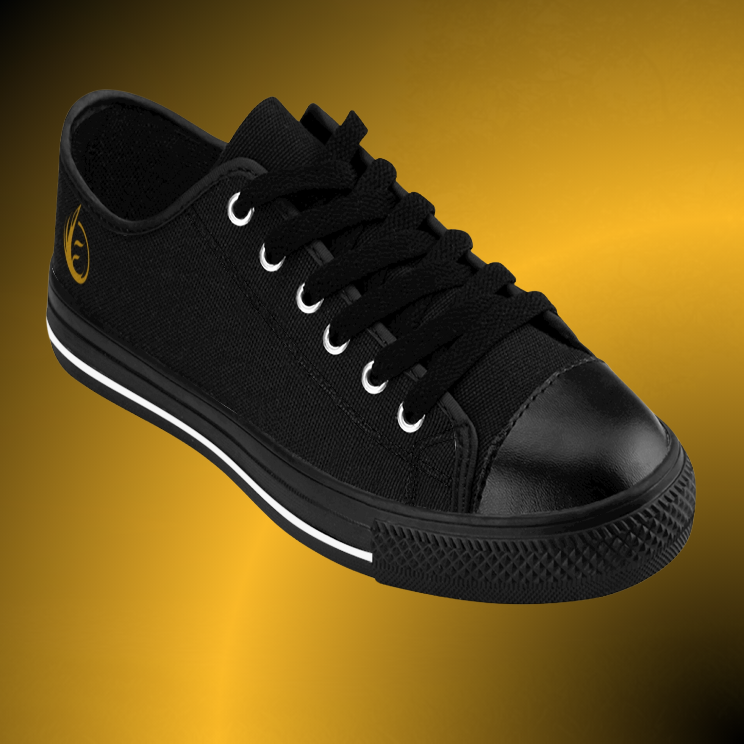 SH0491 - Essence Innovation Men’s Essence Core Black Low Tops | Canvas Noir Edition