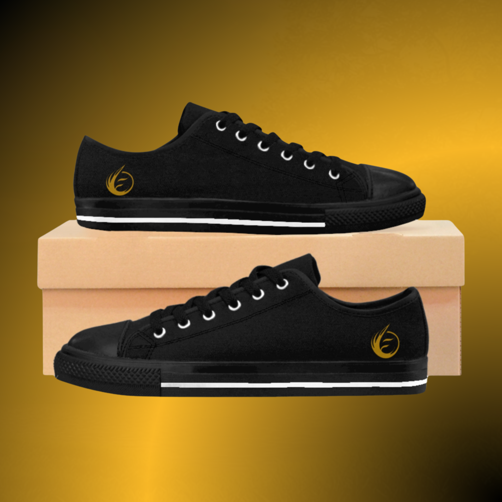 SH0510 - Essence Innovation Women's Essence Core Black Low-Tops Sneakers | Noir Canvas Sneakers