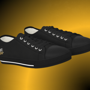 SH0535 - Essence Innovation Men's Black Street Vibes Canvas Low Tops | Noir Edition
