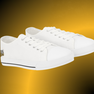 SH0571 - Essence Innovation Women’s White Street Vibes Canvas Low Tops | Blanc Edition