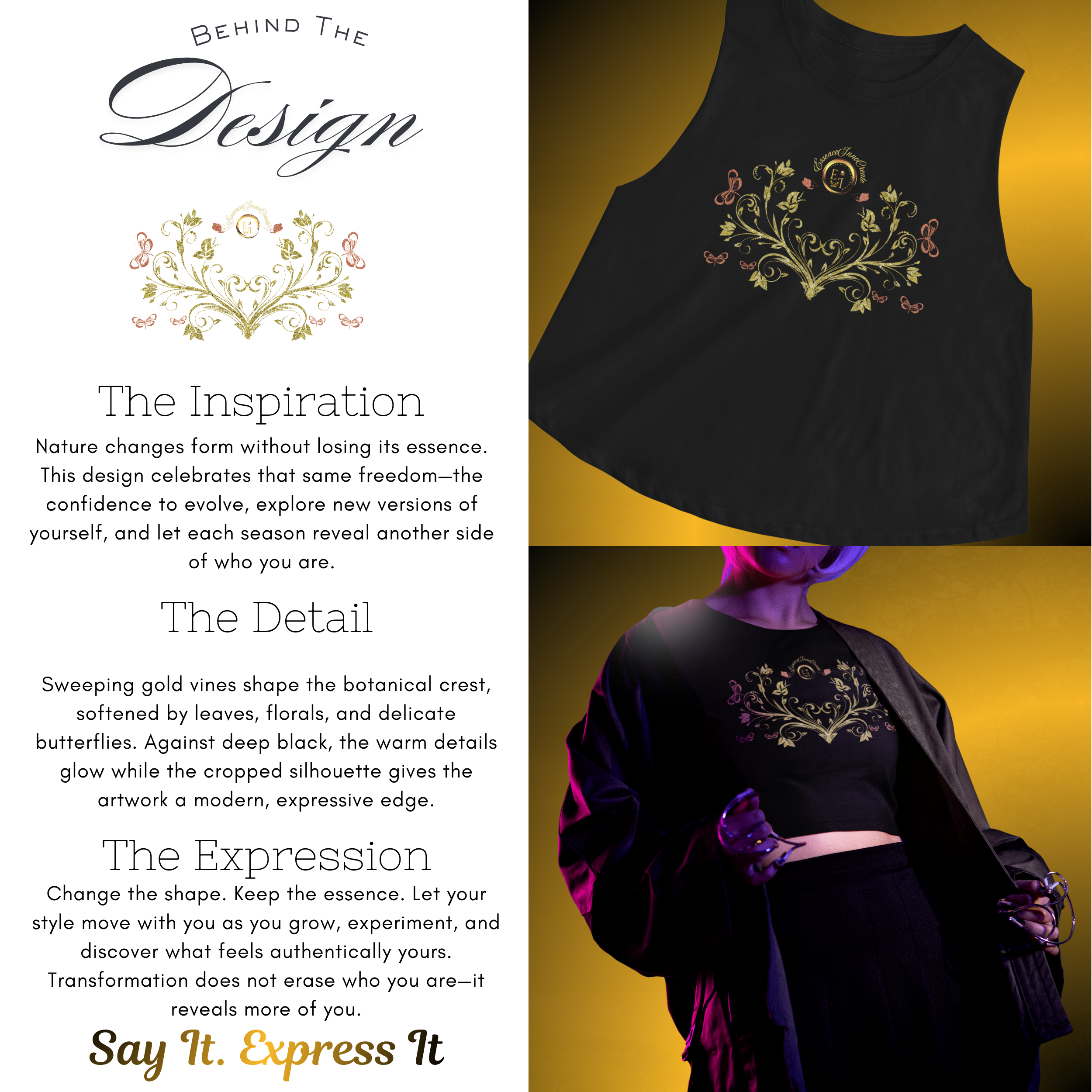 BTD-0016 - Essence Innovation Botanical Crest Racerback Tank | Botanical Collection | Essence Innovation®