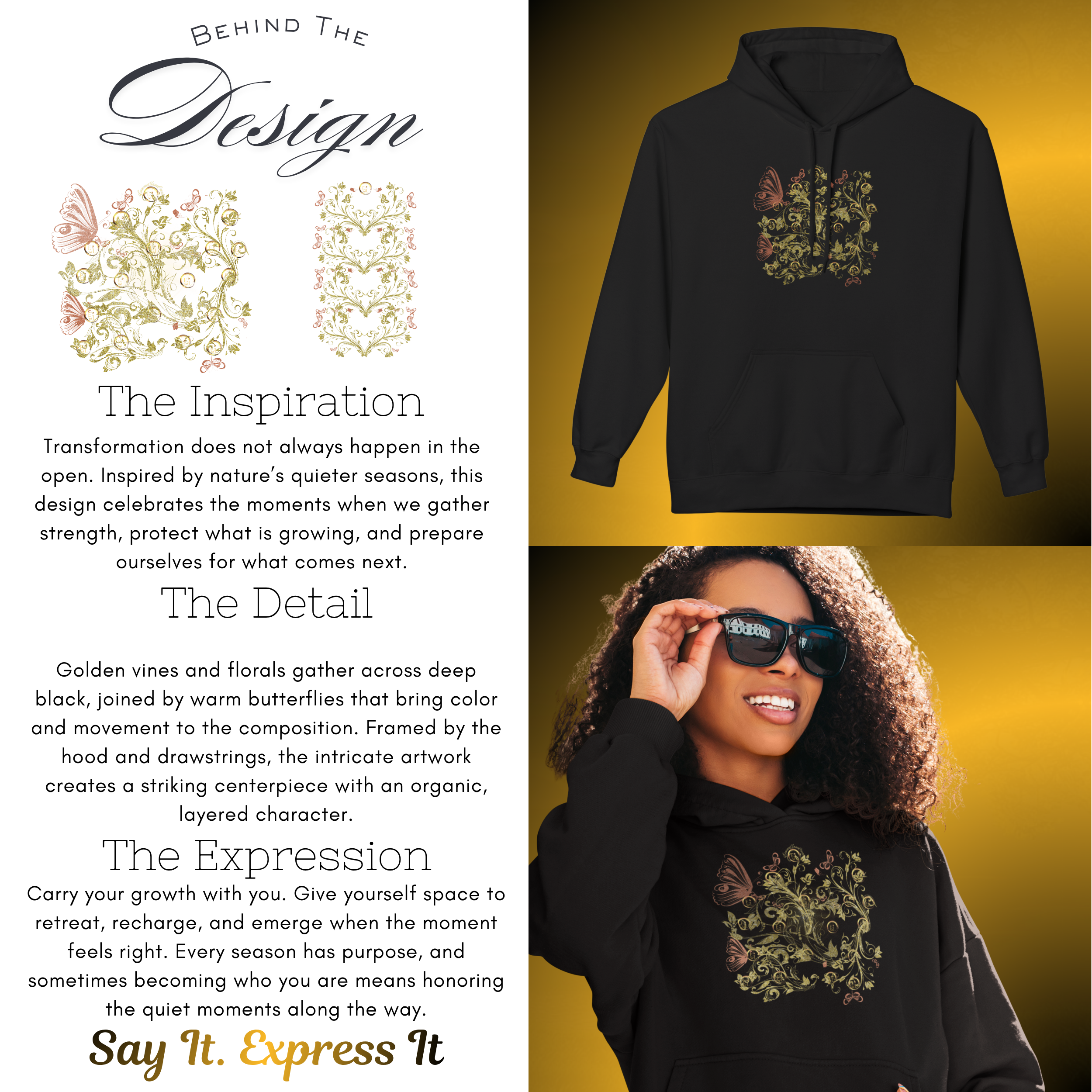 BTD-0022 - Essence Innovation Bohemian Butterfly Hoodie | Botanical Collection | Essence Innovation®