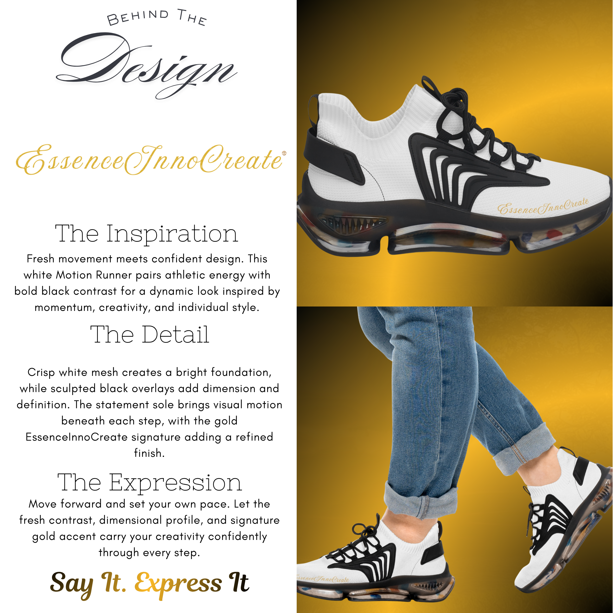 BTD-0064-Mens Motion Runners White Mesh _ EssenceInnoCreate - Essence Innovation Men's Motion Runners White Mesh Sneakers