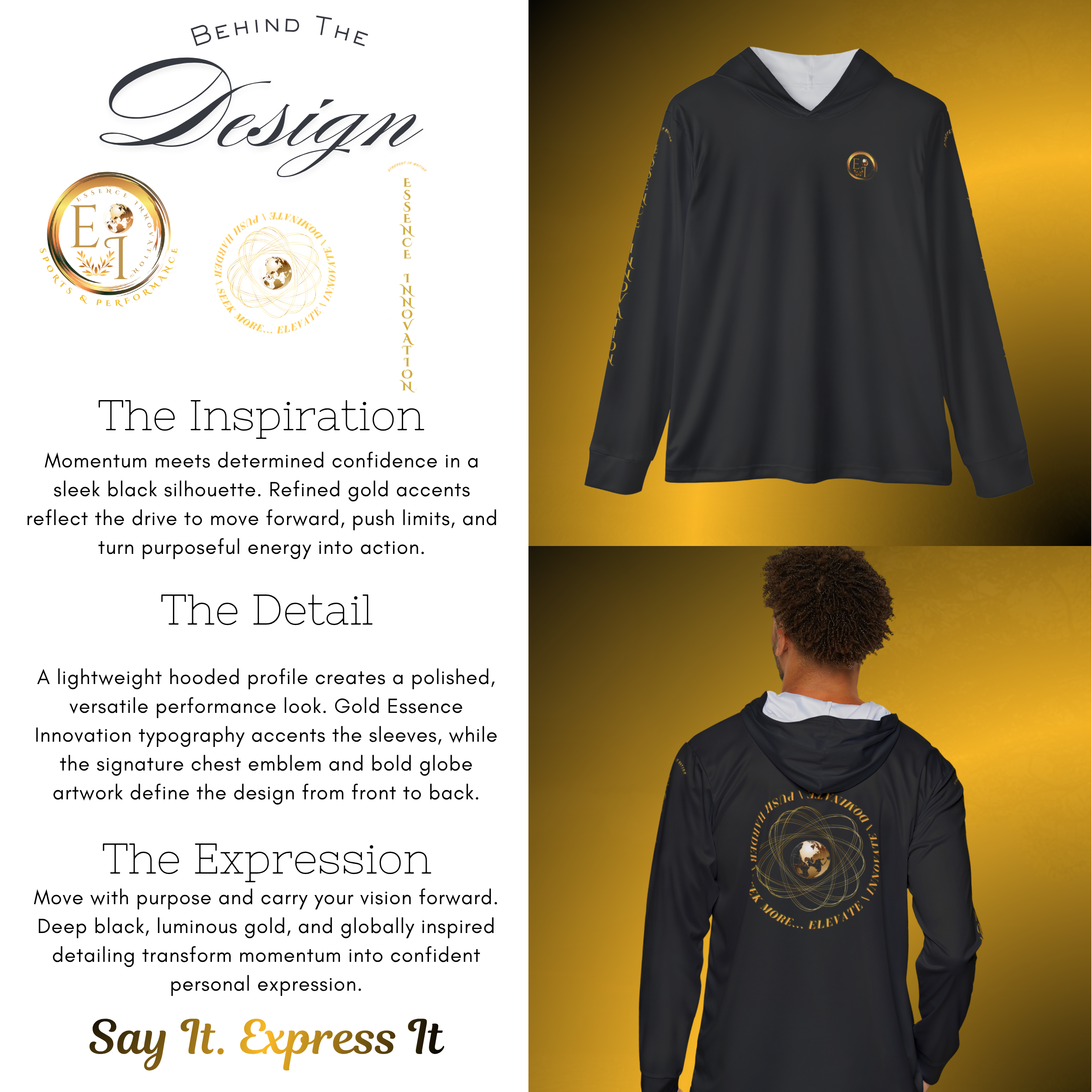 BTD-0119-Momentum Performance Hoodie Black VII - Essence Innovation Performance Hoodie Black VII | Seek More Collection | Essence Innovation®