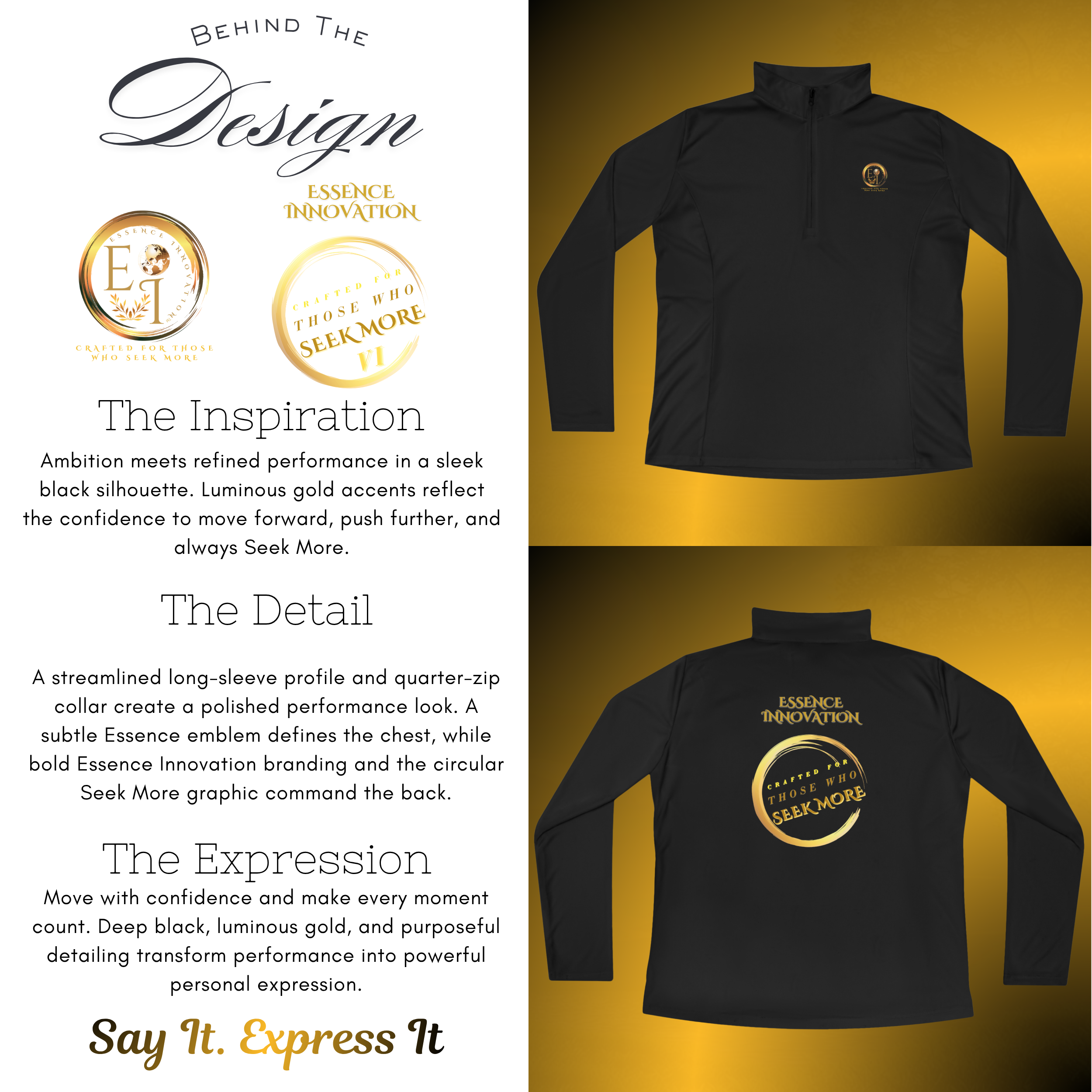 BTD-0121-Womens Performance Quarter-Zip Pullover Black - Essence Innovation Women's Performance Quarter-Zip Pullover Black | Seek More Collection | Essence Innovation®