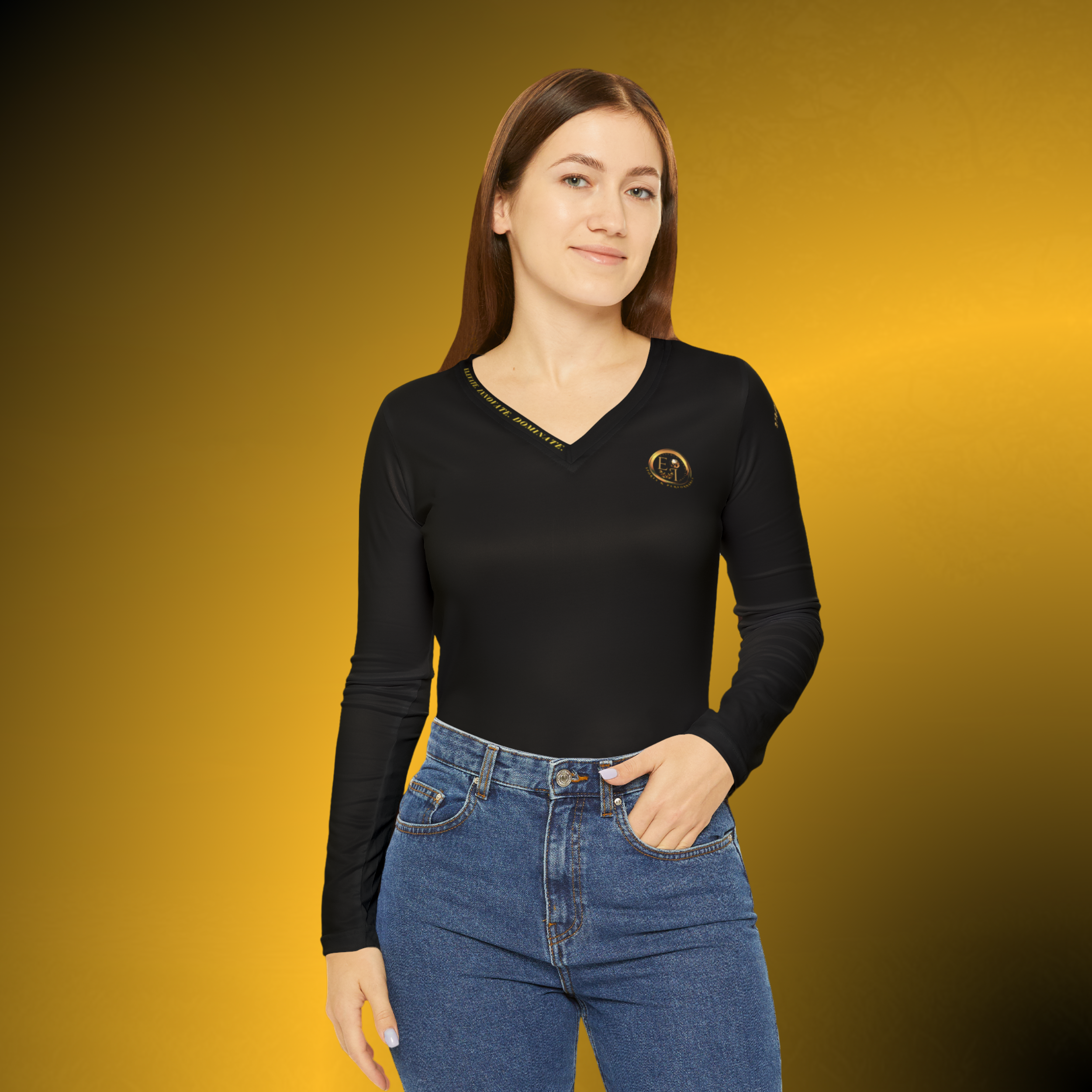 L0352 - Essence Innovation Performance V-Neck Black VII | Seek More Collection | Essence Innovation®