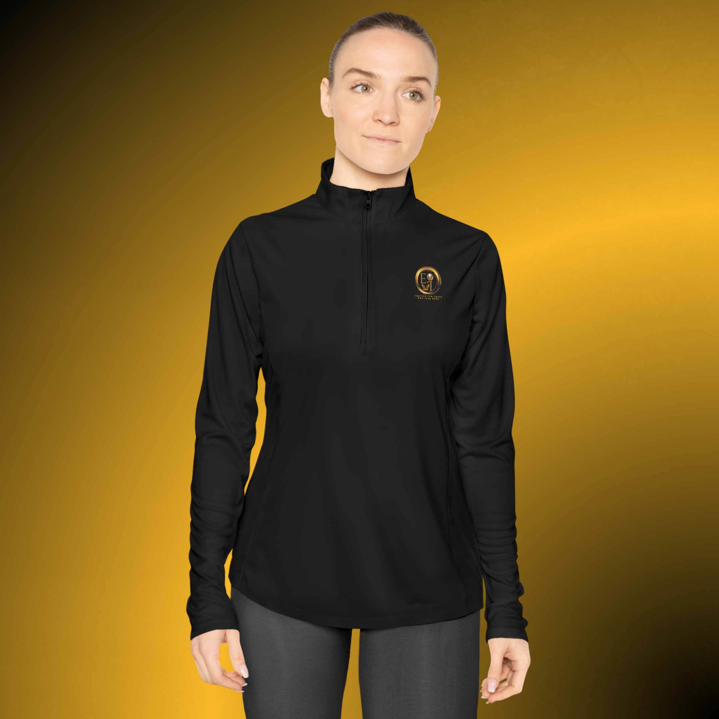 L0418 - Essence Innovation Women's Performance Quarter-Zip Pullover Black | Seek More Collection | Essence Innovation®