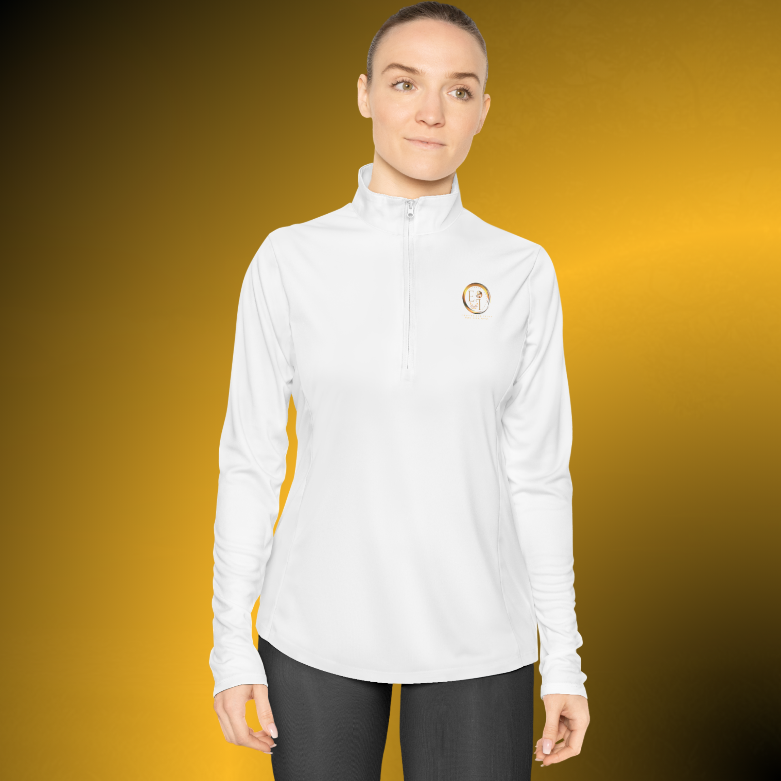 L0421 - Essence Innovation Women's Performance Quarter-Zip Pullover White | Seek More Collection | Essence Innovation®
