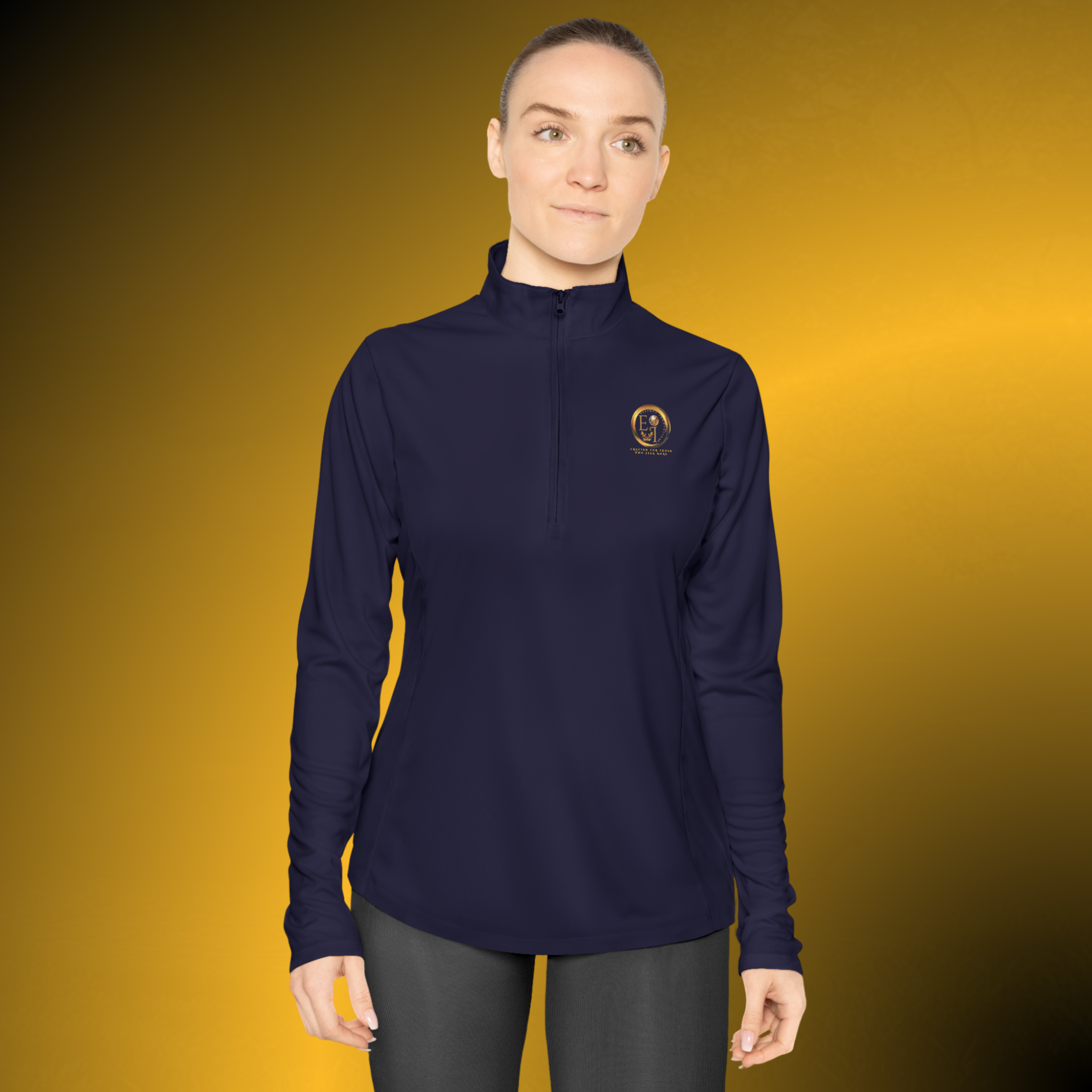 L0424 - Essence Innovation Women's Performance Quarter-Zip Pullover Navy | Seek More Collection | Essence Innovation®