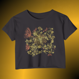 T0828 - Essence Innovation Bohemian Butterfly Crop Tee | Botanical Collection | Essence Innovation®