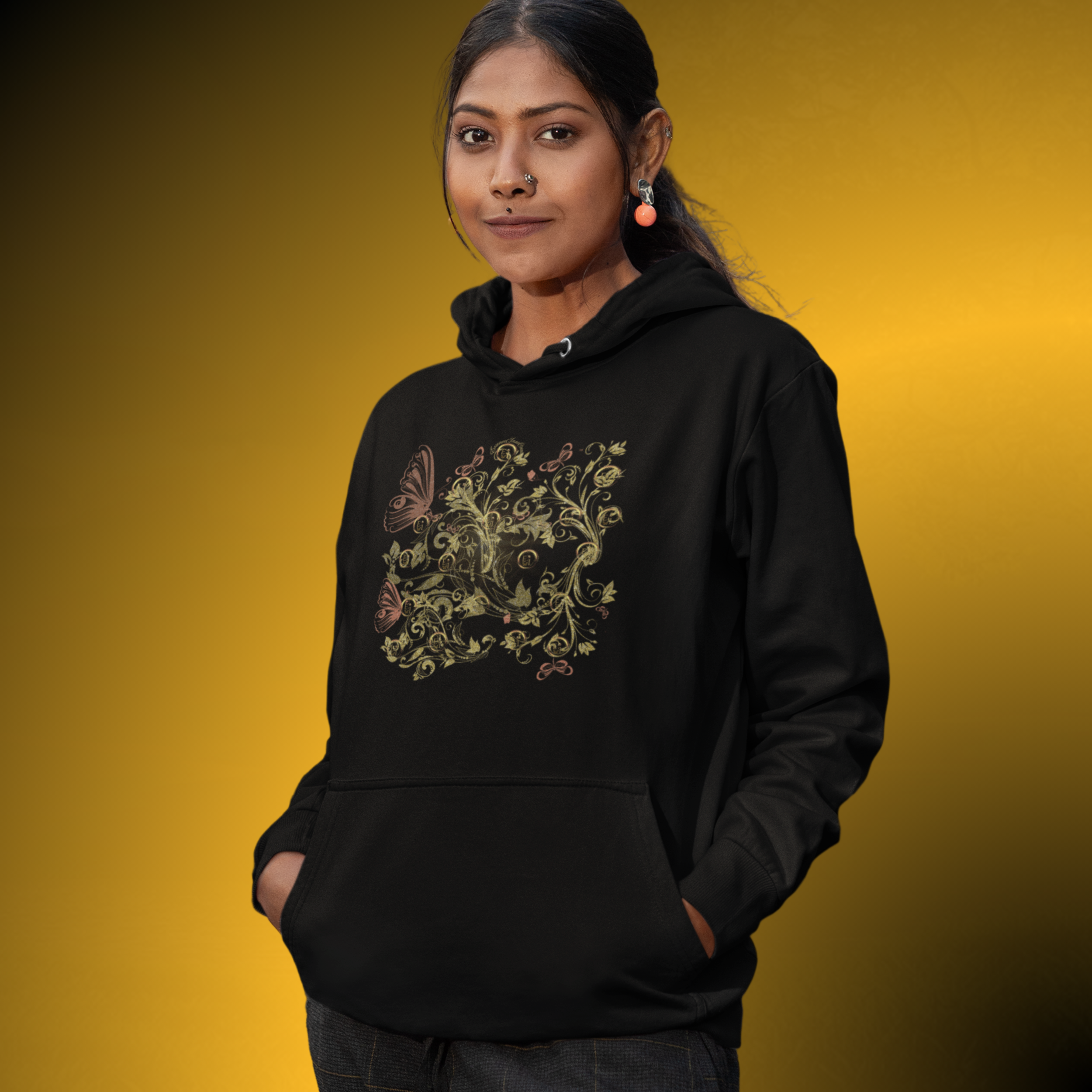 T1017 - Essence Innovation Bohemian Butterfly Hoodie | Botanical Collection | Essence Innovation®