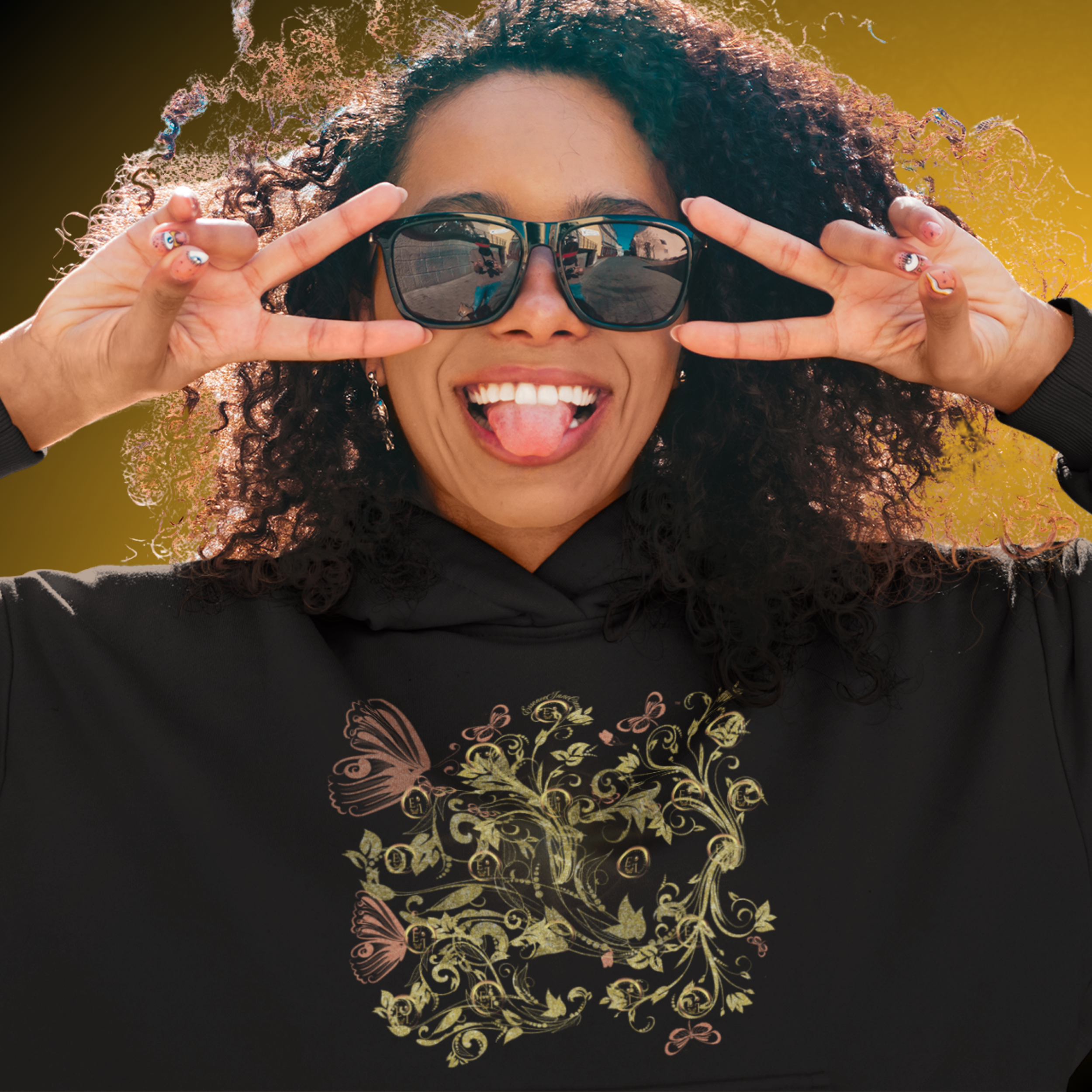 T1020 - Essence Innovation Bohemian Butterfly Hoodie | Botanical Collection | Essence Innovation®